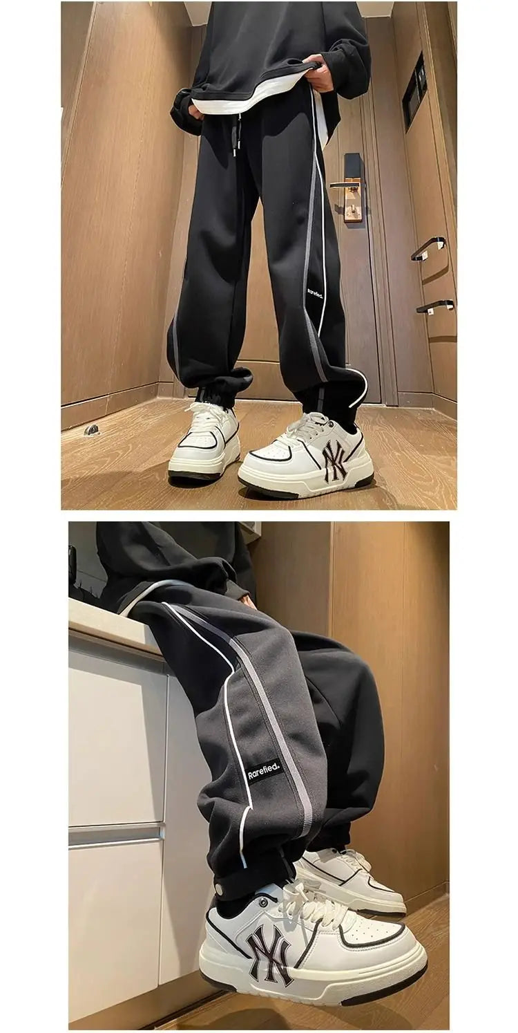 Threebooy Hong Kong Style Street Pants Spring and Autumn Style Personalized Spliced Trousers Youth Trendy College Style Versatile Trousers