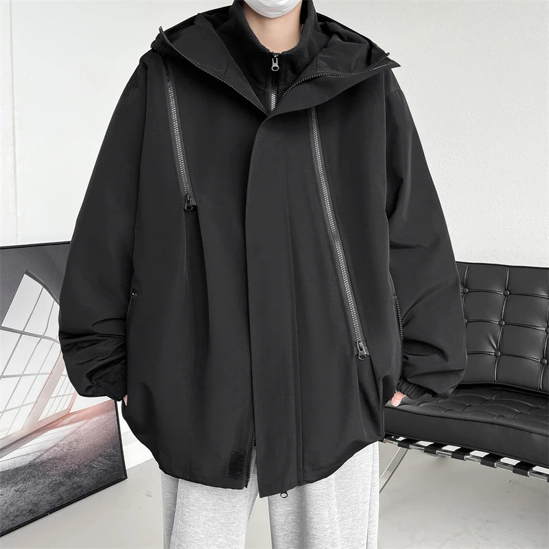 Threebooy Hooded Jackets Original Clothing Loose Fitting Men's Coats Models 2024 Man Hoodie Outerwear Korean Popular Clothes Style