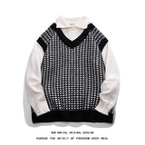 Threebooy Winter Plaid Sweater Men Warm Fashion Casual Oversized Knitted Pullover Men Korean Loose Lapel Sweater Mens Jumper Clothes M-3XL