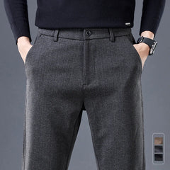 Threebooy  Fashion Slim Stripe Men's Pants Elastic Waist Business Suit Stretch Thick Korea Formal Trousers Male Brand Clothing 28-38
