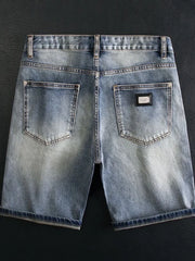 Threebooy  New Spring/Autumn Trendy Solid Color Retro Sports Straight Leg Stretch Denim Pants Men's Casual Loose High Quality Denim Shorts