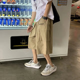 Threebooy Casual Cargo Pants Men Calf-length Letter Oversize All-match Baggy Wide Leg Trousers High Street Hip Hop Trendy Harajuku Chic