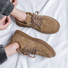 Threebooy  Men's Retro Low-top Board Shoes Men Lace-up Casual Shoes Mens Outdoor Driving Flats