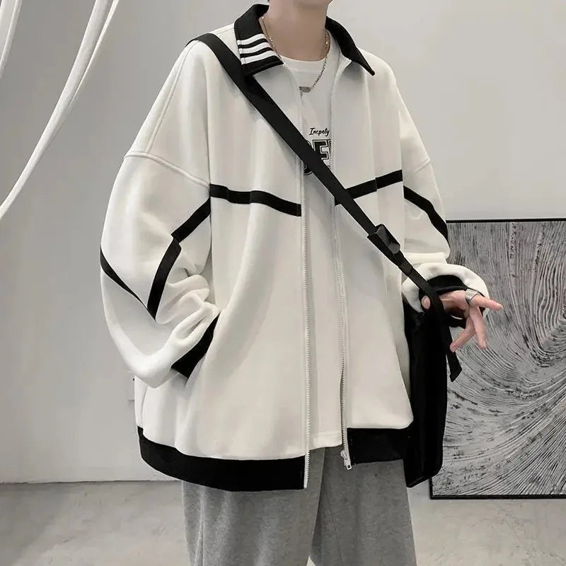 Threebooy  New Korean Style Men's Jacket Casual Loose Fit Versatile Hong Kong Style Baseball Uniform Top For Spring And Autumn