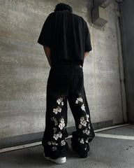 Threebooy  Y2K Baggy Jeans Harajuku vintage cherry blossom Embroidery high quality jeans streetwear Hip Hop gothic men women wide leg jeans