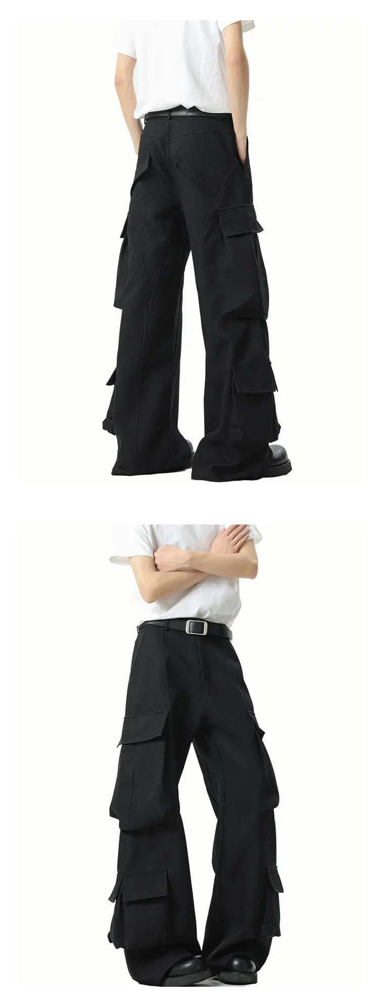 Threebooy Men Loose Fit Cargo Pants Workwear Trousers Multi Pocket Outdoor Casual Joggers Streetwear Hip Hop Drop Crotch Trousers for Men