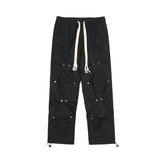 Threebooy Baggy Cargo Pants Men Streetwear Y2k Trousers New Rivet Pleated Casual Pants Wide Leg Muti-Pockets Grey Black Fashion Clothing