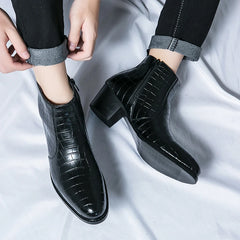Threebooy  British Style Men's Business Short Boots High-end Banquet Dress Boots Winter Men's Fashionable High Top Shoes Pointed Toe Boots