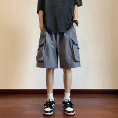 Threebooy  American Cargo Shorts Street Functional Shorts Hip-hop Loose Pocket Strike Pants Men's Outdoor Work Shorts Straight Sports Urban