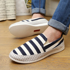 Threebooy  Men's Slip-On Canvas Straw Woven Shoes Linen Lazy Fisherman Shoes Beijing Old Peking Cloth Shoes Home One Piece Breathable We...