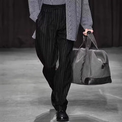 Threebooy  Straight Striped Loose Pants Trousers Fashionable Tweed Business Casual Men Autumn Winter