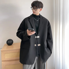 Threebooy Oversized High Grade Blazers Men Trendy Leisure Loose Suit Jackets Male Daily Simple Streetwear All-match Korean Suit-tops