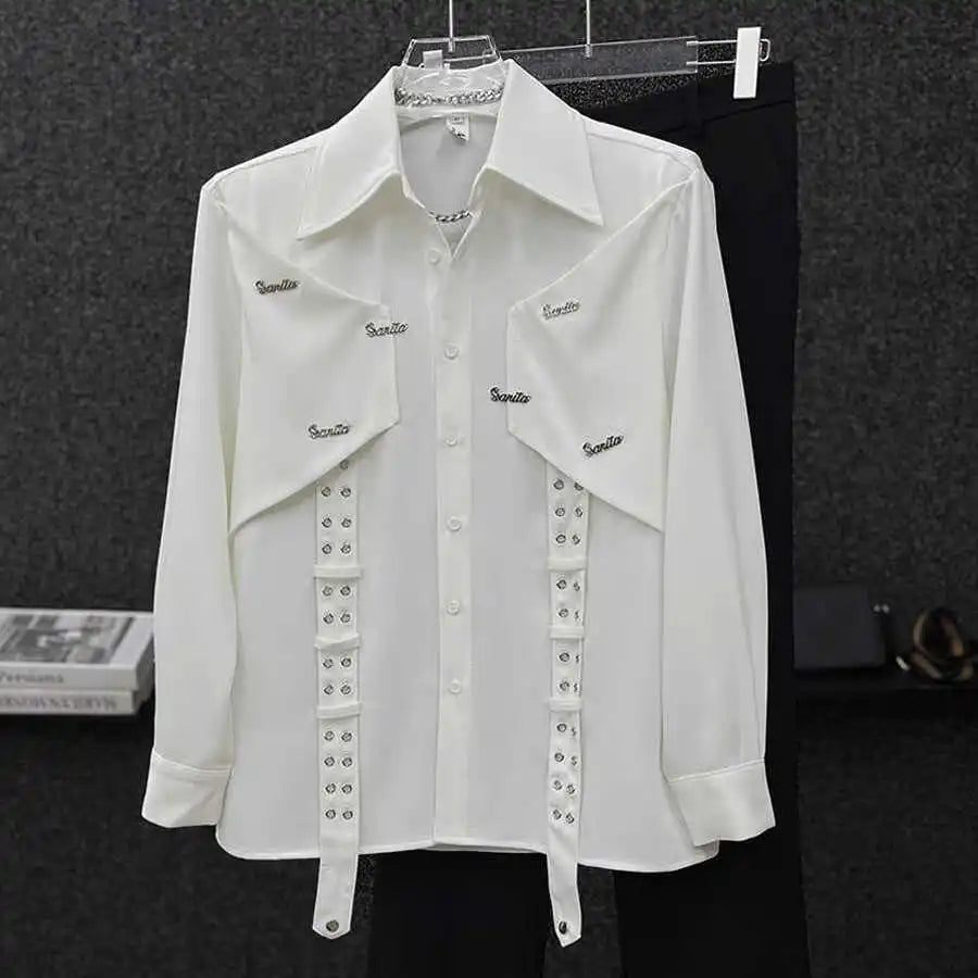 Threebooy  Spring Autumn New High-end Niche Long Sleeve Shirt Men's Fashion Korean Style Fashion Handsome Loose Men's Shirt Aesthetic