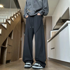 Threebooy  Black Casual Pants Men Fashion Oversized Wide Leg Pants Men Sweatpants Streetwear Loose Straight Joggers Pants Mens Trousers