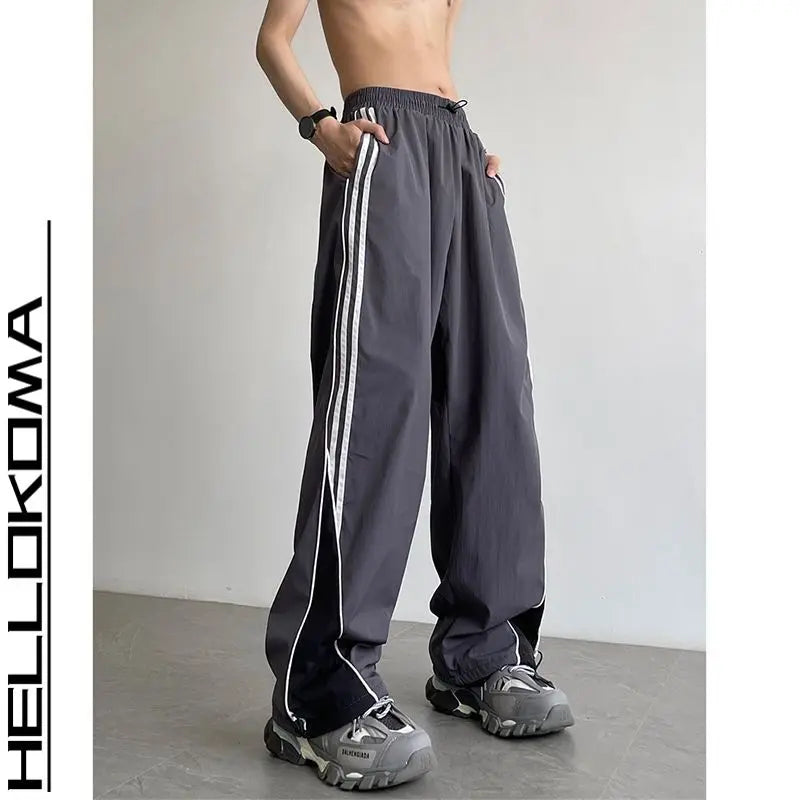 Threebooy Hong Kong Style Street Pants Spring and Autumn Style Personalized Spliced Trousers Youth Trendy College Style Versatile Trousers