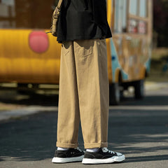 Threebooy Men's Fashion Trend Straight Pants High-quality Overalls Black/khaki Color Trousers Loose Vintage Cargo Casual Pants M-5XL