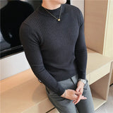 Threebooy  British Style Men Winter Solid Color Turtle Pullover Knitted Shirt Slim Sweater Men Knitted Sweaters Men Knitwear S-4XL