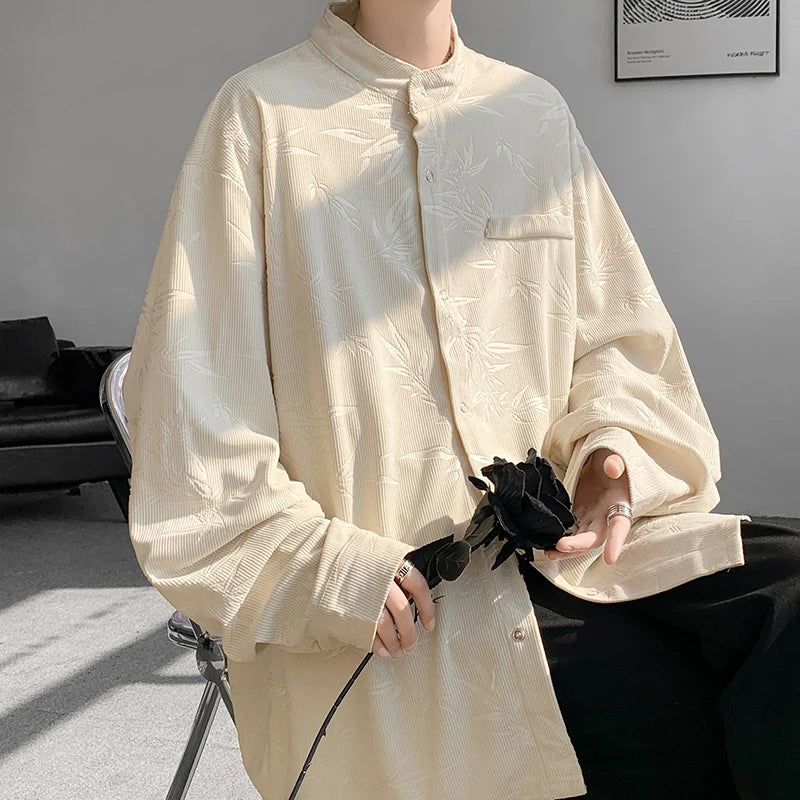 Threebooy Spring Summer Printed Long Sleeve Shirts Man Casual Oversize Blouse Fashion Male Cardigan Korean Clothing Plus Size 5XL-M