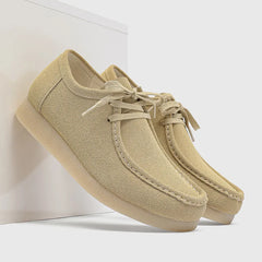 Threebooy  Retro Handmade Men's Casual Shoes Low Top Velvet Surface Smoke Rubber Spring Autumn British Style Flat Heel round