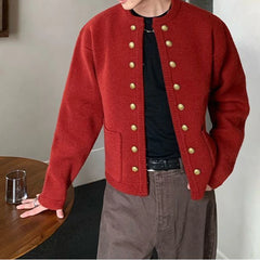 Threebooy  Winter New Men's Solid Color Long-Sleeved Cardigan Sweater American Retro Fashion Trend High Street Casual Niche Men's Top