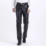 Threebooy New winter motorcycle pants simple warm large pockets thickened PU leather pants men's windproof  pantalones de cuero 가죽바지  남성바지