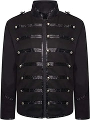 Threebooy  Steampunk Men Gothic Clothing Military Jackets Medieval Vintage Jacket Stand Collar Rock Frock Coat Men's Retro Punk Coat