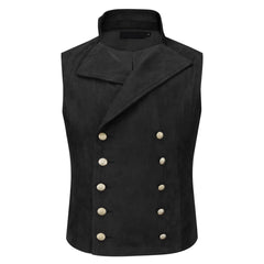 Threebooy  Men Vest Black Velvet Height Lapel Double Button Waistcoat For Wedding Banquet Business Office Casual Daily Work Men Suit Vest