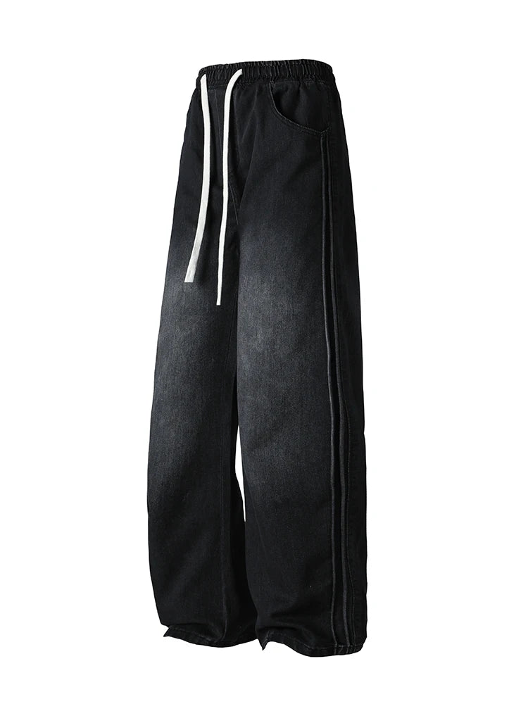 Threebooy Summer Jeans for Men Korean Style Lightweight Lyocell Cotton Straight Denim Pants High Street Y2K Wide Leg Jeans Trousers