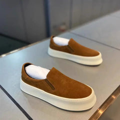 Threebooy  Men's Casual Shoes Spring Autumn Winter Low Top Slip-On Fashion Leather Thick Bottom Heightening Soft Insole Lightweight