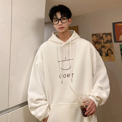 Threebooy Men's Multicolour Printed Simple Pattern Hooded Sweatshirt Loose Oversize Casual Long Sleeve T-shirt Unisex Minimalist Top