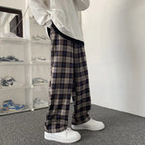 Threebooy Plaid Pants Men Korean Fashion Couples Straight Baggy Youthful Streetwear All-match Harajuku Y2k Trousers Joggers High Street