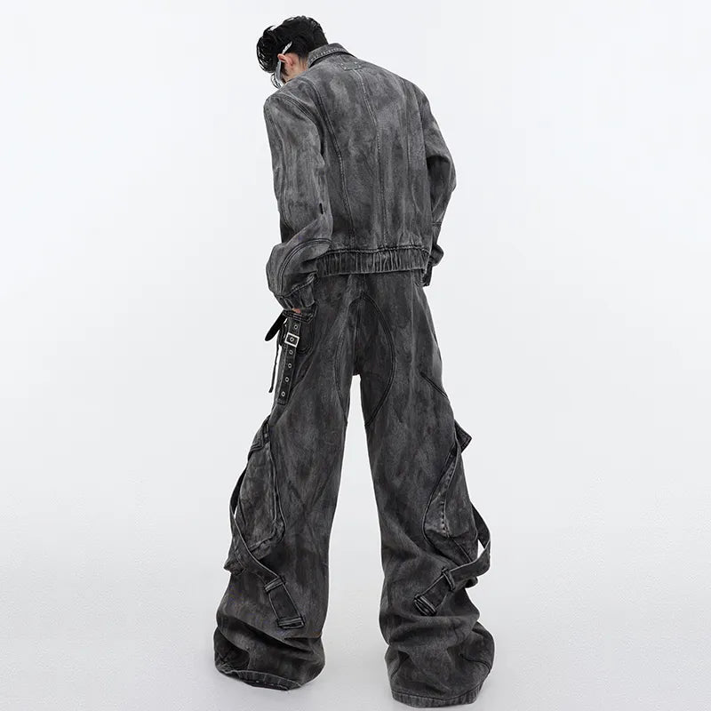 Threebooy Men's Signature Baggy Gray Denim 2-Piece Set