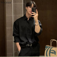 Solid Long Sleeve Shirts Men All-match Smart Casual Office Handsome Business Simple Korean Fashion Camisas De Hombre BF Ulzzang