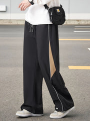 Threebooy Men's Straight Sweatpants 2025 Autumn New Polyester/Spandex Streetwear Wide Leg Track Pants Loose Fit Casual Sport Trousers 8XL