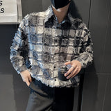 Threebooy  ClothingMen's Spring High Quality Long Sleeve Shirts/Male Loose Plaid Lapel Casual Club Shirts M-2XL