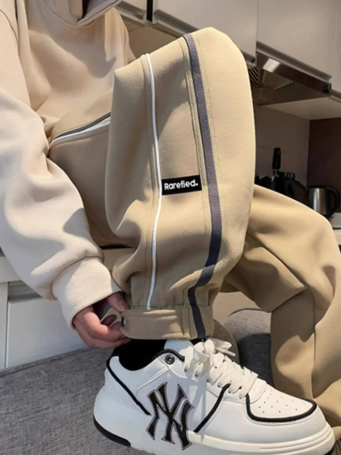 Threebooy Hong Kong Style Street Pants Spring and Autumn Style Personalized Spliced Trousers Youth Trendy College Style Versatile Trousers