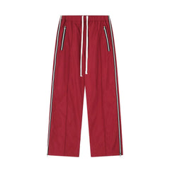 Threebooy Y2K Wide Leg Pants with Side Zips Men Sweatpants Male Loose Casual Sport Red Black Trousers Zipper Split Streetwear