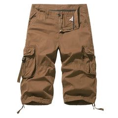 Threebooy  Men's Cargo Calf-Length Pants Multi-Pocket Cotton Safari Style Casual Short Pants Male Breathable Jogger Zipper Fly Trousers