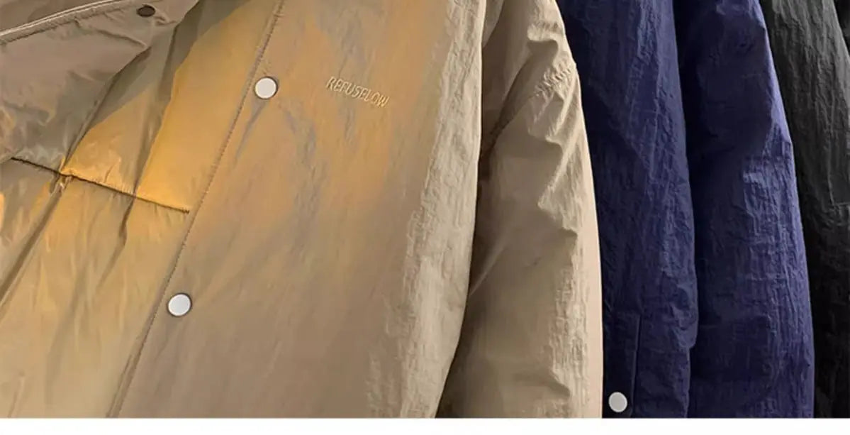 Threebooy Thickened Winter Parkas Japanese Large Size Retro Workwear English Letters Padded Coat Loose Lapel Warm Button Up Coat