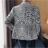 Threebooy Leopard Print Men's Slim Fit Suit Jacket, Single Breasted Two Button Fashionable Blazer for Performance and Party