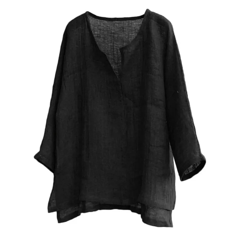 Threebooy  New Linen Shirt Men Brief Breathable Comfy Solid Color Long Sleeve Loose Harajuku Casual Blouse Hawaiian Shirts