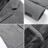 Threebooy Men's Woolen Suit Flat Lapel Men's Suit Jacket Fashion Urban Straight Tube Type Three-grain Single-breasted Suit Jacket