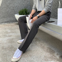 Threebooy  New Korean Fashion Men Suit Pants Light Luxury Business All-match Straight Slim-fit Casual Trousers Premium Elegant Dress Pants