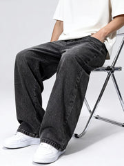 Threebooy  Men's Loose-fit Straight-leg Jeans  Durable and Washable Men's Denim Trousers for Men  Perfect Gift for Boyfriends and Husbands