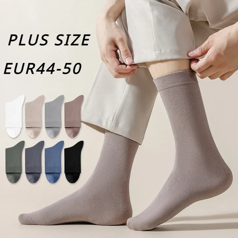 Threebooy 10 Pairs EUR 44-50 Plus Size Men Socks Thin Summer Cotton Socks Breathable High Quality Sports Socks Mid Tube Socks