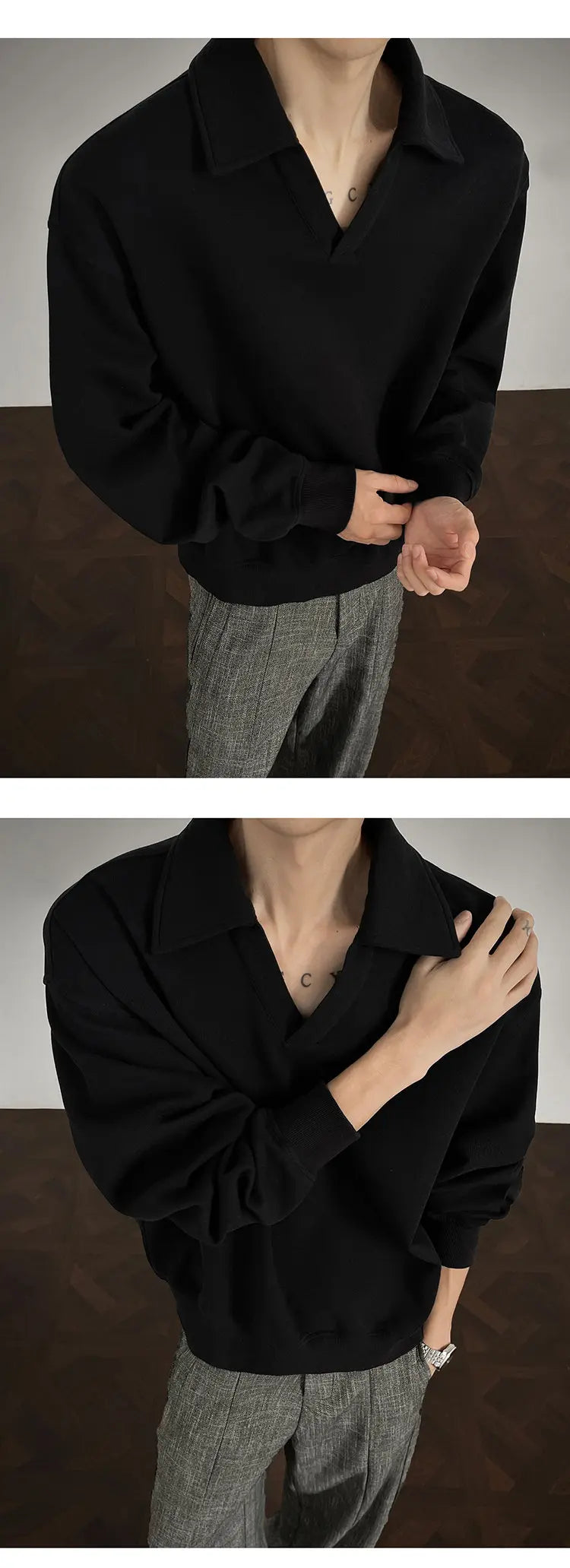 Threebooy Long sleeve t Shirt men 2025 Arrival Men Polo Shirt Solid Color Casual Relaxed Fit Collar Tops Autumn Fall Fashion Mens Clothing