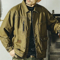 Threebooy American Workwear Retro Denim Jacket Korean Style Men Fashion Spring Autumn Loose Casual Amei Kaji Tough Guy Hunting Jacket Men