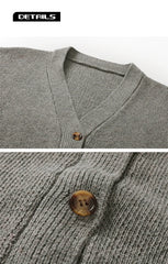 Threebooy Cardigan Men Sutumn Winter Knitted Sweater Jacket Long Sleeve Casual V Neck Man Cardigans Fashion Streetwear Clothing Top