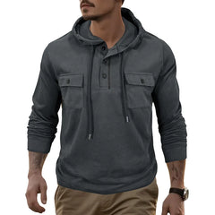 Threebooy  European American Men's Sweatshirt Outdoor Hooded Sports Pocket Long-sleeved Drawstring Bottoming Top Hoodies