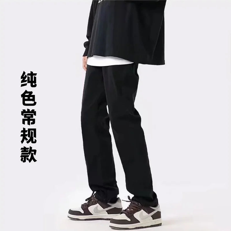Threebooy American hip-hop straight leg men and women trend summer personality destruction jeans couple loose retro Harajuku casual pants